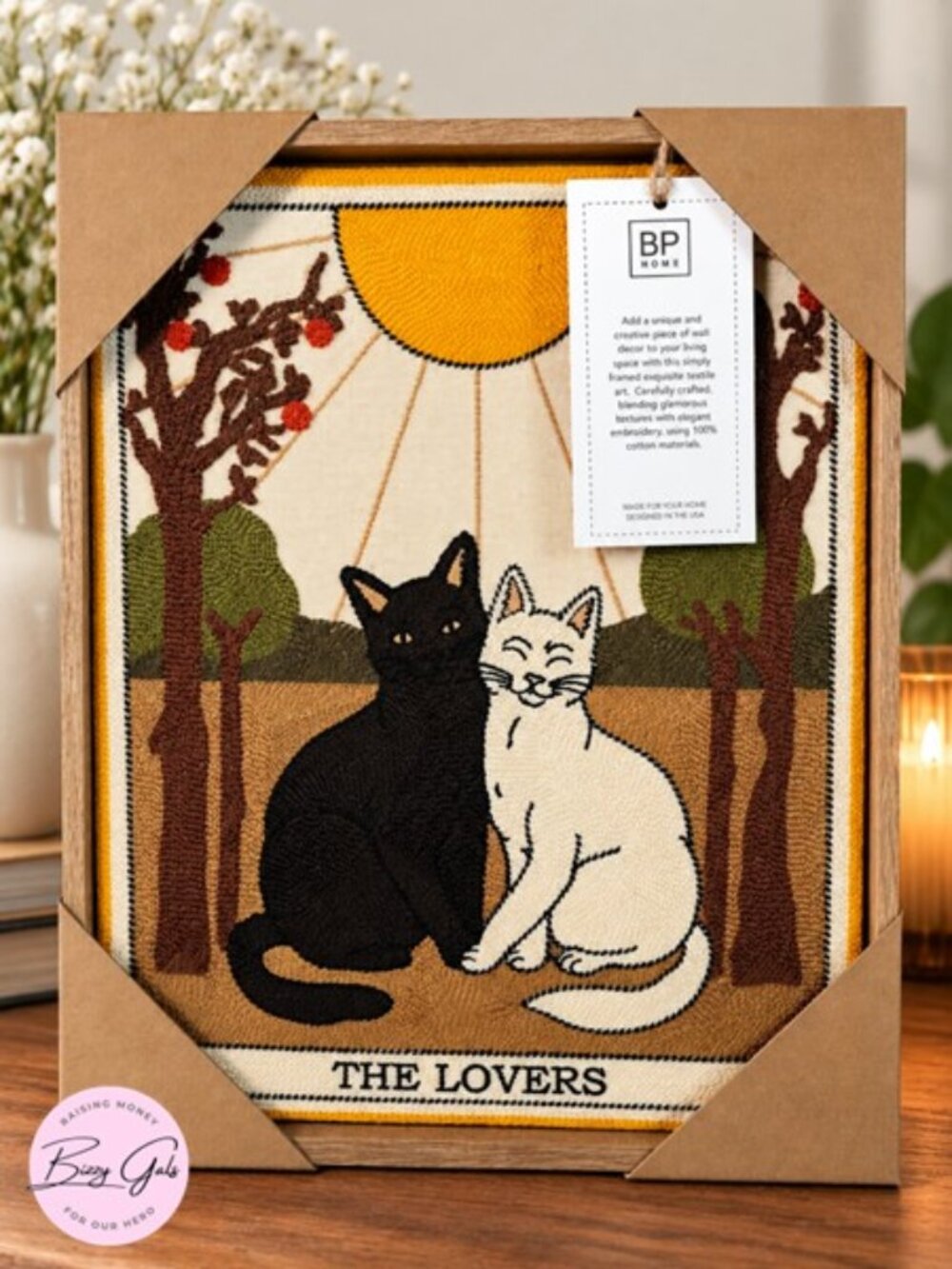 BP Home Textile Embroidery Woven Wall CAT Art THE LOVERS Decor